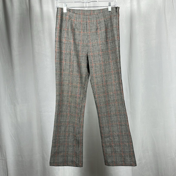 Free People Mini Kick Flare Plaid Cropped Pants. - Picture 3 of 9